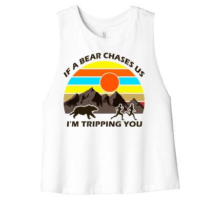 If A Bear Chases Us I'm Tripping You Women's Racerback Cropped Tank