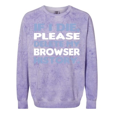 If I Die Please Delete My Browser History Colorblast Crewneck Sweatshirt