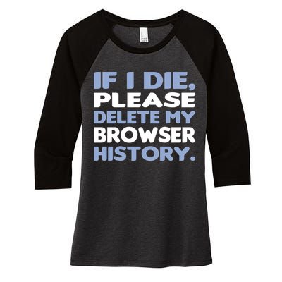 If I Die Please Delete My Browser History Women's Tri-Blend 3/4-Sleeve Raglan Shirt