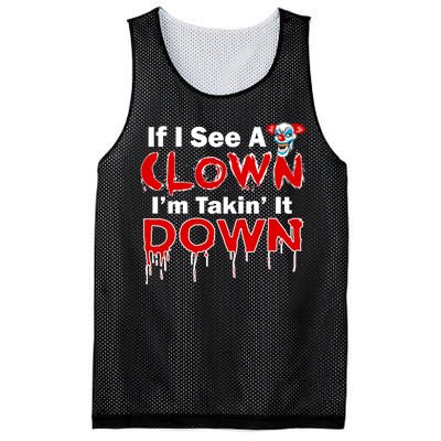 If I See A Clown I'm Takin' It Down Funny Mesh Reversible Basketball Jersey Tank