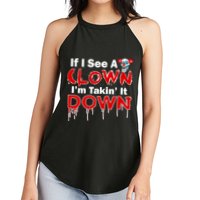 If I See A Clown I'm Takin' It Down Funny Women's Perfect Tri Rocker Tank