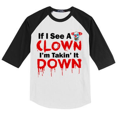 If I See A Clown I'm Takin' It Down Funny Kids Colorblock Raglan Jersey