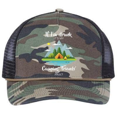 If I'm Drunk It's My Camping Friends Fault Retro Rope Trucker Hat Cap