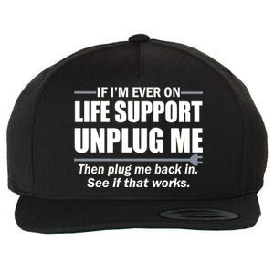 If I'm Ever On Life Support Unplug Me Then Plug Me Back In Wool Snapback Cap