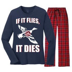 If It Flies It dies Women's Long Sleeve Flannel Pajama Set 