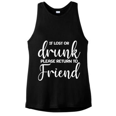 If Lost or Drunk Please Return to Friend Ladies PosiCharge Tri-Blend Wicking Tank