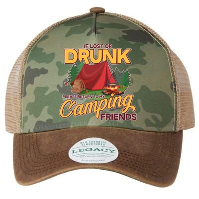 If Lost Or Drunk Return To My Camping Friends Legacy Tie Dye Trucker Hat