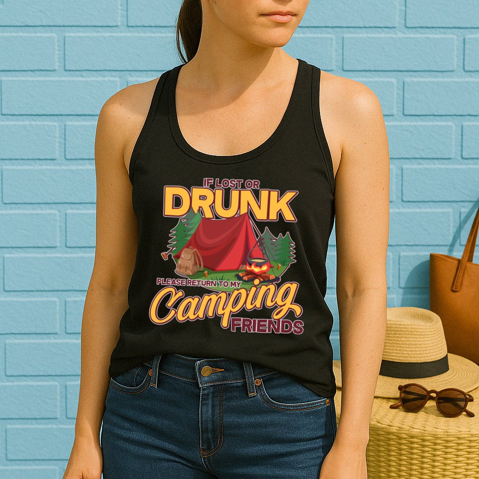 If Lost Or Drunk Return To My Camping Friends Womens Tank Top