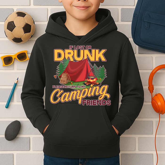 If Lost Or Drunk Return To My Camping Friends Kids Hoodie