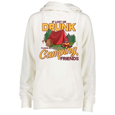 If Lost Or Drunk Return To My Camping Friends Womens Funnel Neck Pullover Hood