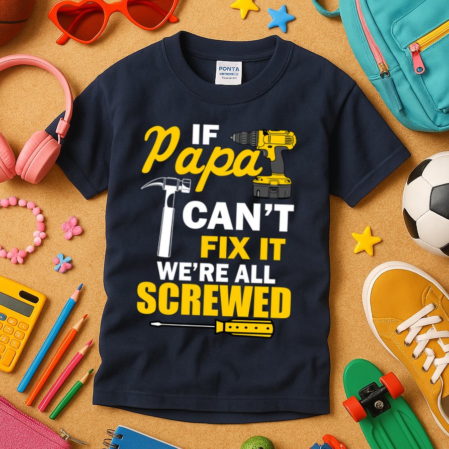 If Papa Can't Fix We're All Screwed Kids T-Shirt