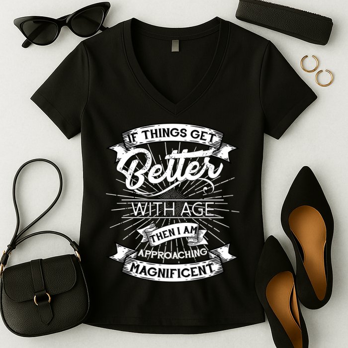 If Things Get Better With Age Then I Am Approaching Magnificent  Women's V-Neck T-Shirt