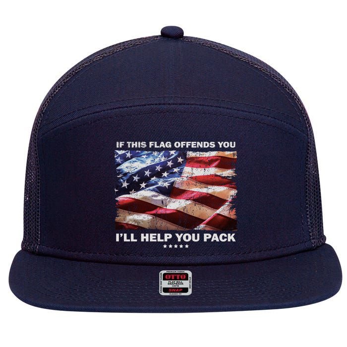 If This Flag Offends You I'll Help You Pack 7 Panel Mesh Trucker Snapback Hat
