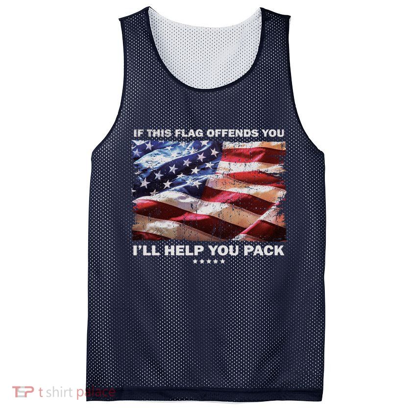 If This Flag Offends You I'll Help You Pack Mesh Reversible Basketball Jersey Tank