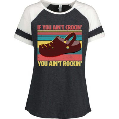 If You Ain't Crocin' You Ain't Rockin' Enza Ladies Jersey Colorblock Tee