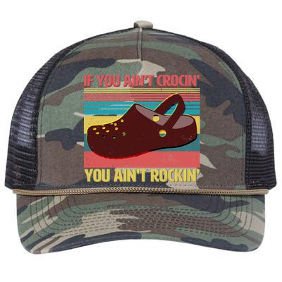 If You Ain't Crocin' You Ain't Rockin' Retro Rope Trucker Hat Cap