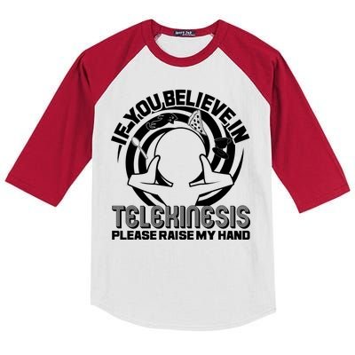 If You Believe In Telekinesis Raise My Hand Kids Colorblock Raglan Jersey