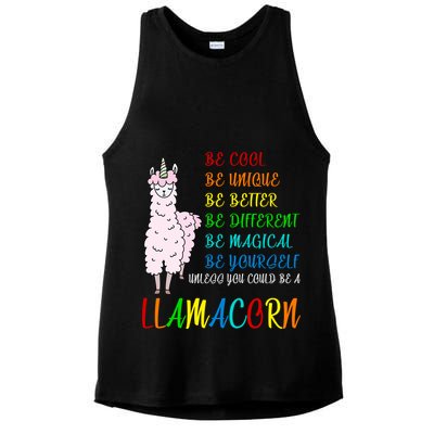 If You Can be Anything Be A Llamacorn Ladies PosiCharge Tri-Blend Wicking Tank