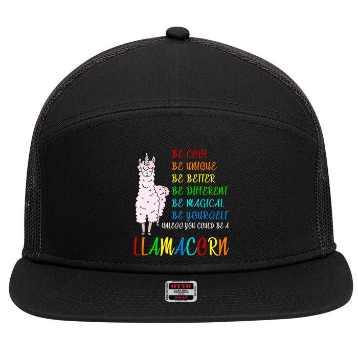 If You Can be Anything Be A Llamacorn 7 Panel Mesh Trucker Snapback Hat