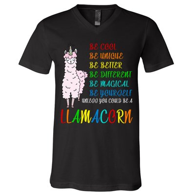 If You Can be Anything Be A Llamacorn V-Neck T-Shirt
