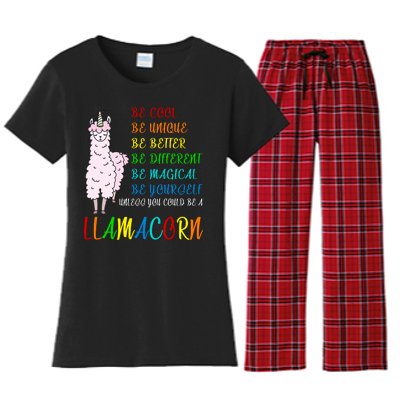 If You Can be Anything Be A Llamacorn Women's Flannel Pajama Set