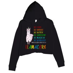 If You Can be Anything Be A Llamacorn Crop Fleece Hoodie