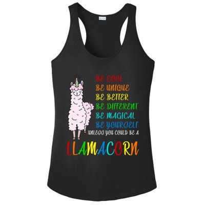 If You Can be Anything Be A Llamacorn Ladies PosiCharge Competitor Racerback Tank