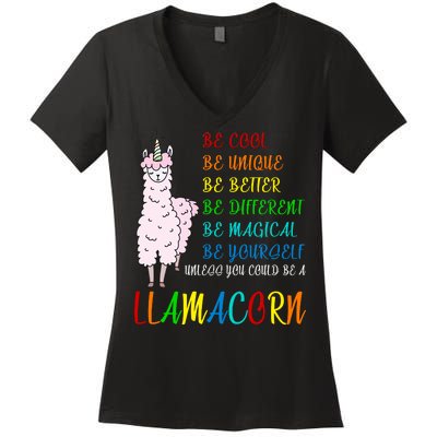 If You Can be Anything Be A Llamacorn Women's V-Neck T-Shirt