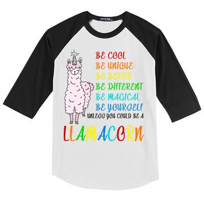 If You Can be Anything Be A Llamacorn Kids Colorblock Raglan Jersey