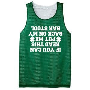 If You Can Read This Put Me Back On My Bar Stool St Patrick's Day Mesh Reversible Basketball Jersey Tank