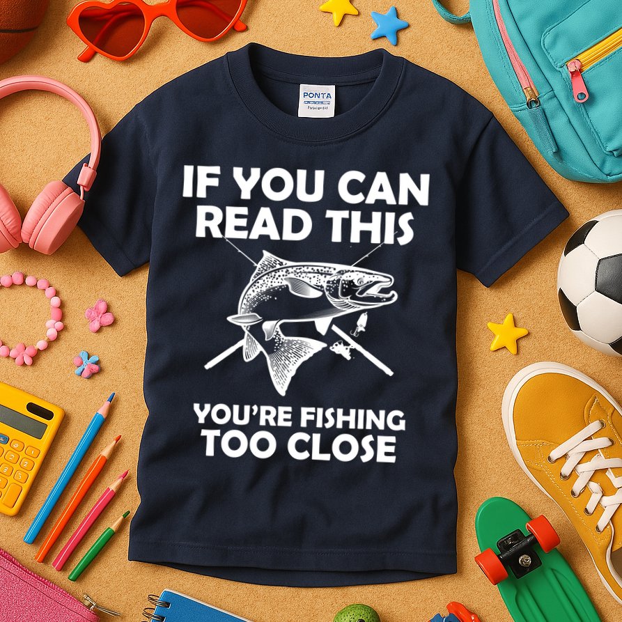 If You Can Read This Your Fishing Too Close Kids T-Shirt