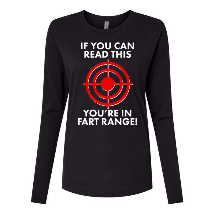 If You Can Read This You're In Fart Range Womens Cotton Relaxed Long Sleeve T-Shirt