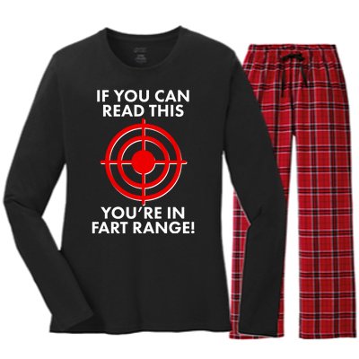 If You Can Read This You're In Fart Range Women's Long Sleeve Flannel Pajama Set 