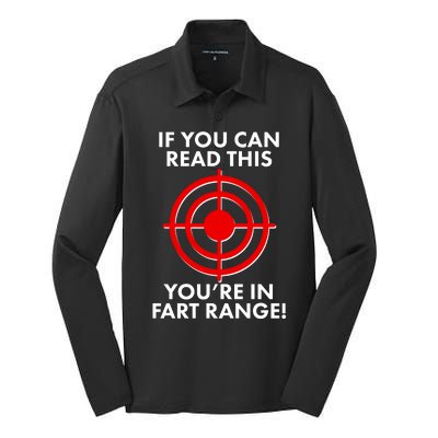 If You Can Read This You're In Fart Range Silk Touch Performance Long Sleeve Polo