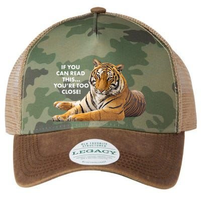 If You Can Read This You're Too Close Funny Tiger Legacy Tie Dye Trucker Hat