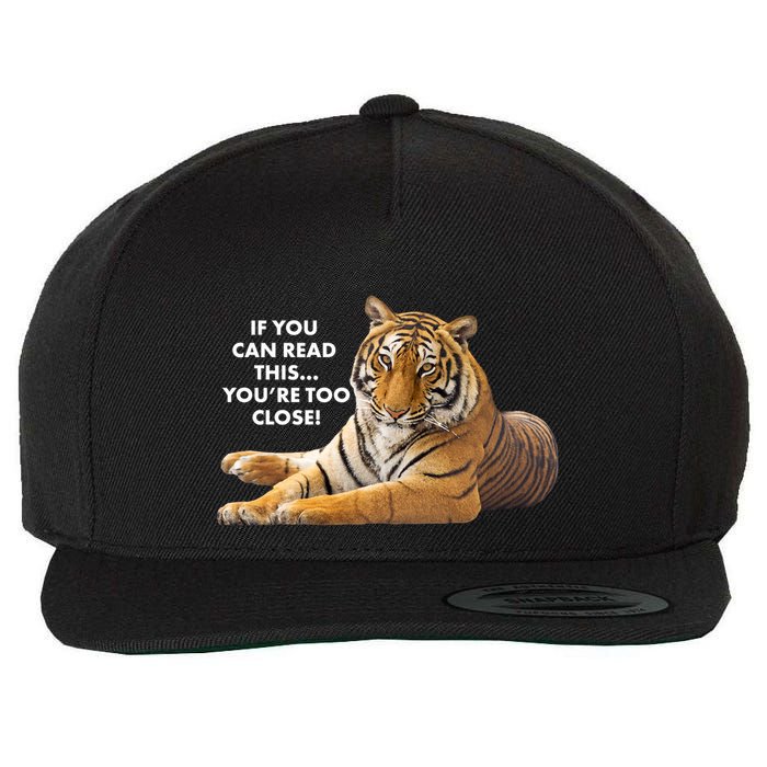 If You Can Read This You're Too Close Funny Tiger Wool Snapback Cap