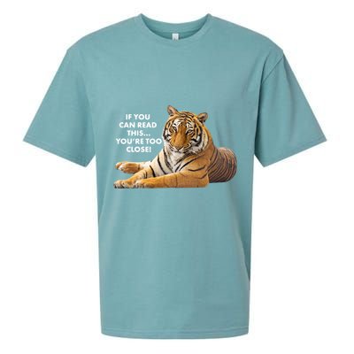If You Can Read This You're Too Close Funny Tiger Sueded Cloud Jersey T-Shirt