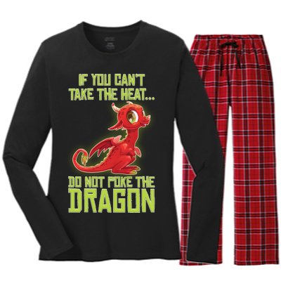 If You Can't Take The Heat, Do Not Poke The Dragon Women's Long Sleeve Flannel Pajama Set 