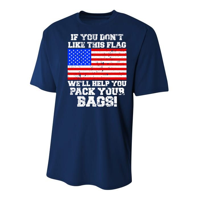 If You Don't Like this Flag Pack Your Bags USA Youth Performance Sprint T-Shirt