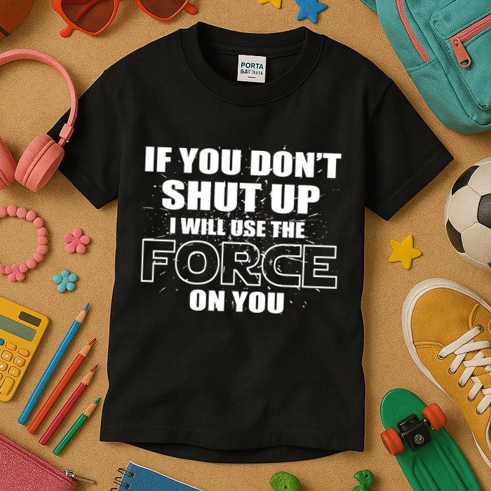 If You Don't Shut Up I Will Use The Force On You Kids T-Shirt