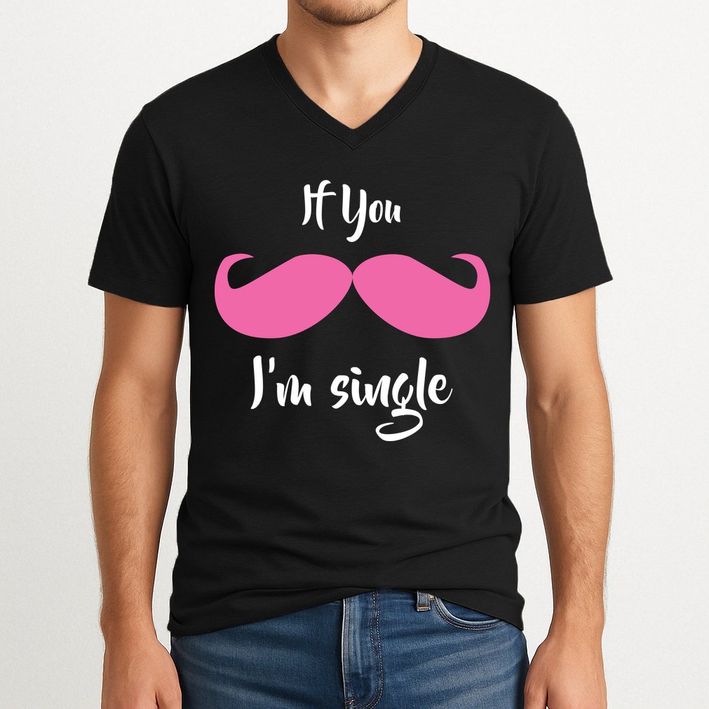 If You Moustache I'm Single Valentine's Day V-Neck T-Shirt