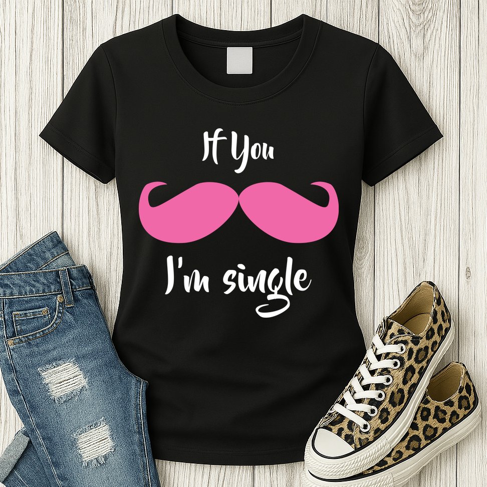 If You Moustache I'm Single Valentine's Day Womens T-Shirt