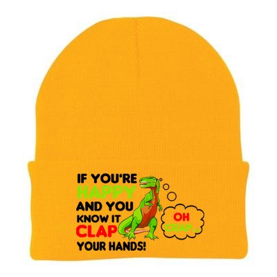 If You're Happy and You Know It Clap Your Hands T-Rex Knit Cap Winter Beanie