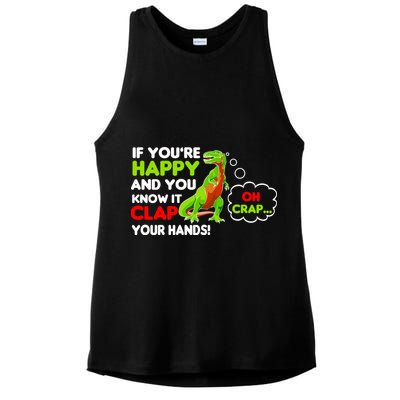 If You're Happy and You Know It Clap Your Hands T-Rex Ladies PosiCharge Tri-Blend Wicking Tank
