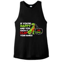 If You're Happy and You Know It Clap Your Hands T-Rex Ladies PosiCharge Tri-Blend Wicking Tank