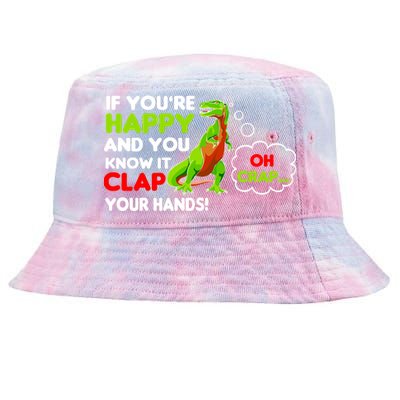 If You're Happy and You Know It Clap Your Hands T-Rex Tie-Dyed Bucket Hat