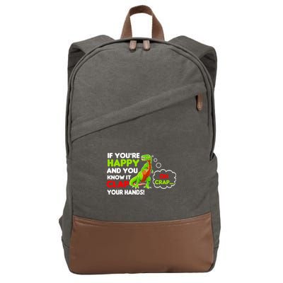 If You're Happy and You Know It Clap Your Hands T-Rex Cotton Canvas Backpack
