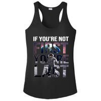 If You're Not First You're Last American Astronaut Ladies PosiCharge Competitor Racerback Tank