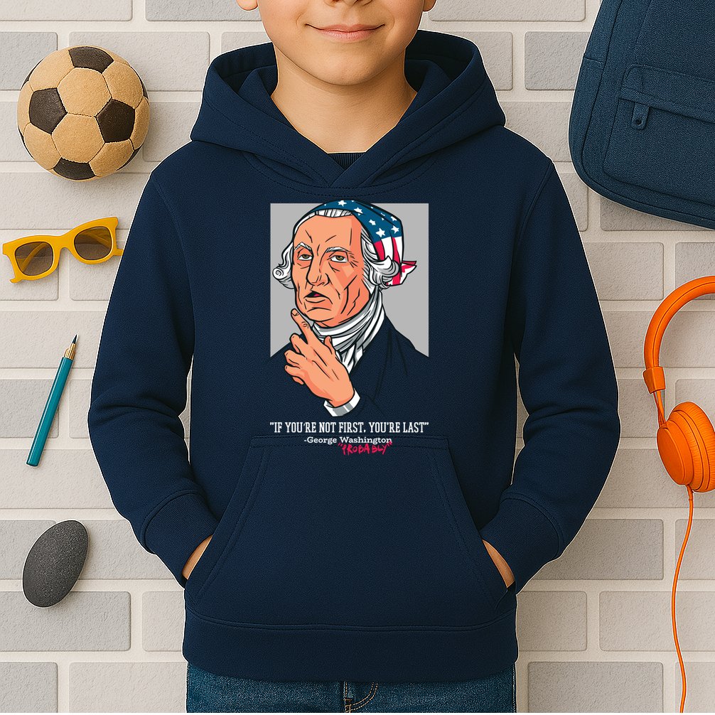 If You're Not First You're Last Probably George Washington Kids Hoodie