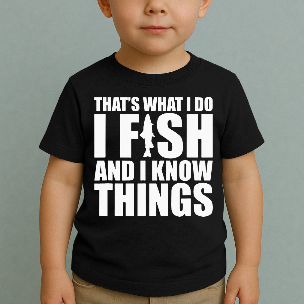 I Fish and I Know Things Fishing Fisherman Father’s Day Gift Toddler T-Shirt